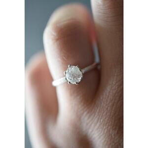 Raw Quartz Solitaire Natural Rough Uncut Gemstone Engagement Ring